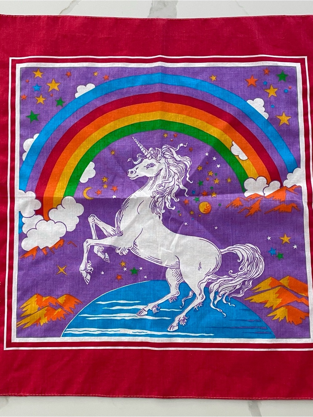 Vintage 1980s Unicorn Rainbow Bandana